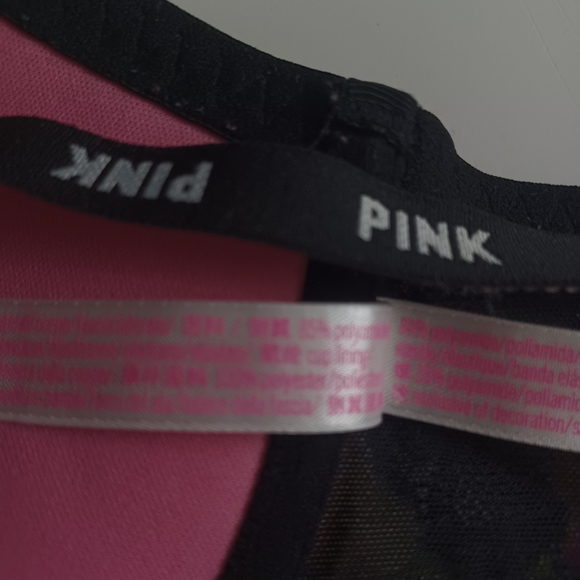 VS PINK Date Lace Racerback Push Up Bra 32DD Black Floral -Adjustable -Padded - Picture 11 of 15